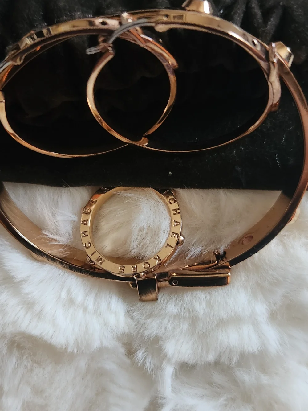 ROSE Gold-Tone Women's Bangle, Hoop Earrings and Ring Set By MICHAEL KORS